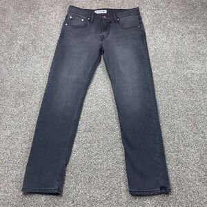Lacoste Mens Jeans Size 30 Faded Black Denim Slim Straight Pants Crocodile Logo